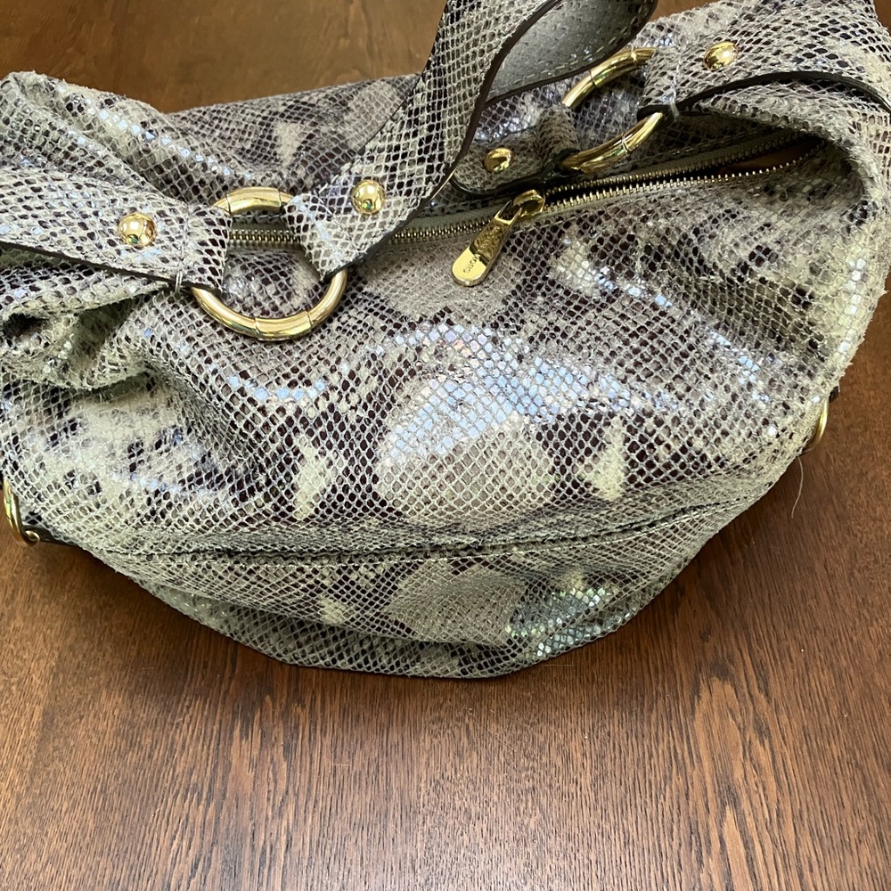 Michael Kors Bag ‘Python’ Cream/Black Embossed Pr… - image 4